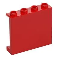 Panel 1 x 4 x 3 [Side Supports / Hollow Studs], Red