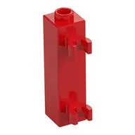 Brick Special 1 x 1 x 3 with 2 Clips Vertical [Hollow Stud, Open O Clips], Red