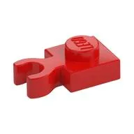 Plate Special 1 x 1 with Clip Vertical [Thick Open O Clip], Red