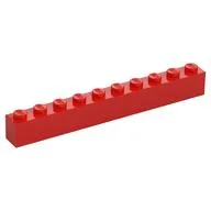 Brick 1 x 10, Red