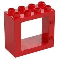 Duplo Door / Window Frame Flat Front Surface, Completely Open Back, Red