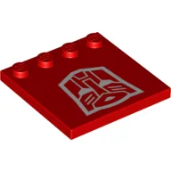 Plate Special 4 x 4, Studs on One Edge with Auto Bot Logo Print, Red