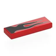Tile 1 x 3 with Black/Silver Flames Print, Red
