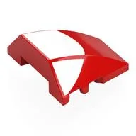 Brick Wedged, Curved 4 x 3 No Studs with White Semi-Circle Print, Red