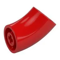 Brick Round 2 x 2 D. Tube with 45° Elbow and Axle Holes (Crossholes) at Each End [SHORT], Red