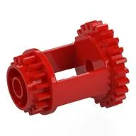 Technic Gear Differential, 24 -16 Tooth with Clutch on Both Sides, Red