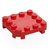 Plate Round Corners 4 x 4 x 2/3 Circle with Reduced Knobs, Red