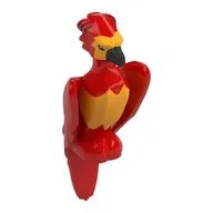 Animal, Bird, Phoenix with Bright Light Orange Chest and Face, Black Beak Print (Fawkes), Red