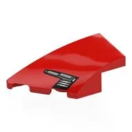 Brick Wedged, Curved 4 x 2 with Stud Notch Left with Headlight Print, Red