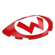 Brick Round 3 x 6 Half Circle with Red 'W' in White Circle Print, Red