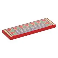 Tile 2 x 6 with Rug, Sand Green/Sand Blue Decorations, Gold Trim Print, Red