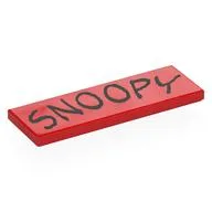 Tile 2 x 6 with Black 'SNOOPY' Print, Red