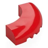 Brick Round Corner 5 x 5 x 1 Curved, Bottom Cut Outs, No Studs, 9 Bottom Tubes, Red