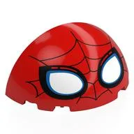 Dome 6 x 3 x 3 Half with Dark Blue Webbings, White/Blue Spider-Man Eyes Print, Red