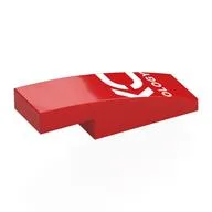Brick Curved 3 x 1 x 2/3 with White Letter Fragments, 'OLOGY' Print, Red