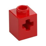 Technic Brick 1 x 1 with Axle Hole, Red