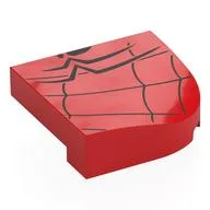Brick Round, Curved 4 x 4, No Studs with Spider Web, and Half of Spider-Man Logo Print, Red