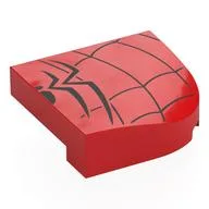 Brick Round, Curved 4 x 4, No Studs with Spider Web, and Half of Spider-Man Logo Print, Red