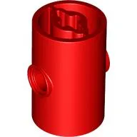 Brick Round 2 x 2 x 3 D. Tube with Axle Holes (Crossholes) at Each End, Pin Holes In Sides, Red