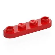 Plate Special 1 x 4 Rounded with 2 Open Studs, Red