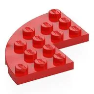 Plate Round Corner 5 x 5 with 2 x 2 Cutout, Red