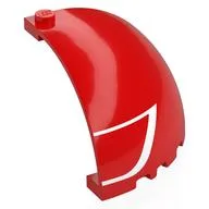 Panel 5 x 5 x 3 1/3 Corner, Curved Top with White Stripe Print, Red