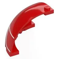 Panel 5 x 5 x 3 1/3 Corner, Curved Top with White Stripe Print, Red