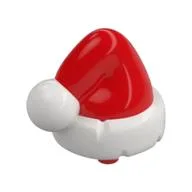 Headwear Accessory Santa Hat with Small Pin, White Band, Top Print, Red