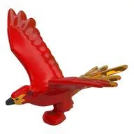 Animal, Bird, Phenix with Open Wings with Trans-Orange Tail, Yellow Head, Black Beak Print, Red
