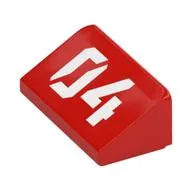 Brick Sloped 30° 1 x 2 x 2/3 with White '04' Print, Red