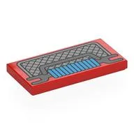 Tile 2 x 4 with Grill, Winch with Dark Azure Rope Print, Red