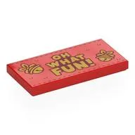 Tile 2 x 4 with Gold 'OH WHAT FUN!', Bells Print, Red