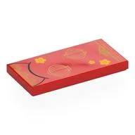 Tile 2 x 4 with Gold Flowers, Chinese Lampoons Print, Red