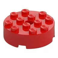 Brick Round 4 x 4 Centre Hole, Red