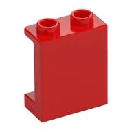 Panel 1 x 2 x 2 [Side Supports / Hollow Studs], Red