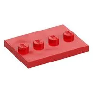 Plate Special 3 x 4 with 1 x 4 Center Studs [Plain], Red
