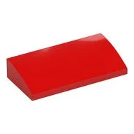 Brick Curved 2 x 4 x 2/3 No Studs, with Bottom Tubes, Red