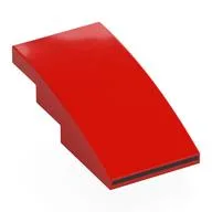 Brick Curved 4 x 2 No Studs with Black Stripe on Front Print, Red