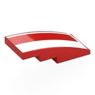 Brick Curved 4 x 2 No Studs with White Rectangle, Line Print, Red