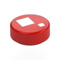 Tile Round 1 x 1 with Large and Small White Squares Print (Brickheadz Eye), Red