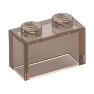 Brick 1 x 2 without Bottom Tube, Trans-Brown