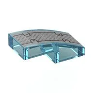 Brick Curved 2 x 1 No Studs with Silver Plating Print, Trans-Light Blue