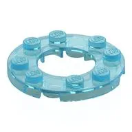 Plate Round 4 x 4 with 2 x 2 Round Opening, Trans-Light Blue