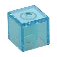 Minifig Head Special, Cube [Plain], Trans-Light Blue