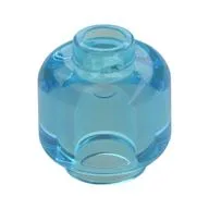 Minifig Head [Plain] [Vented Stud - 2 Holes], Trans-Light Blue