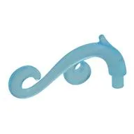 Curled Decorative Ornament / Plant Vine with Bar, Trans-Light Blue