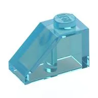 Brick Sloped 45° 2 x 1 with Bottom Pin, Trans-Light Blue