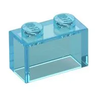 Brick 1 x 2 without Bottom Tube, Trans-Light Blue