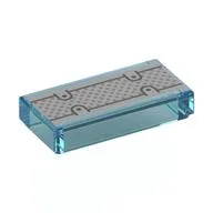 Tile 1 x 2 with Silver Paneling Print, Trans-Light Blue