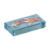 Tile 1 x 2 with Orange Fish (Koi) Print, Trans-Light Blue